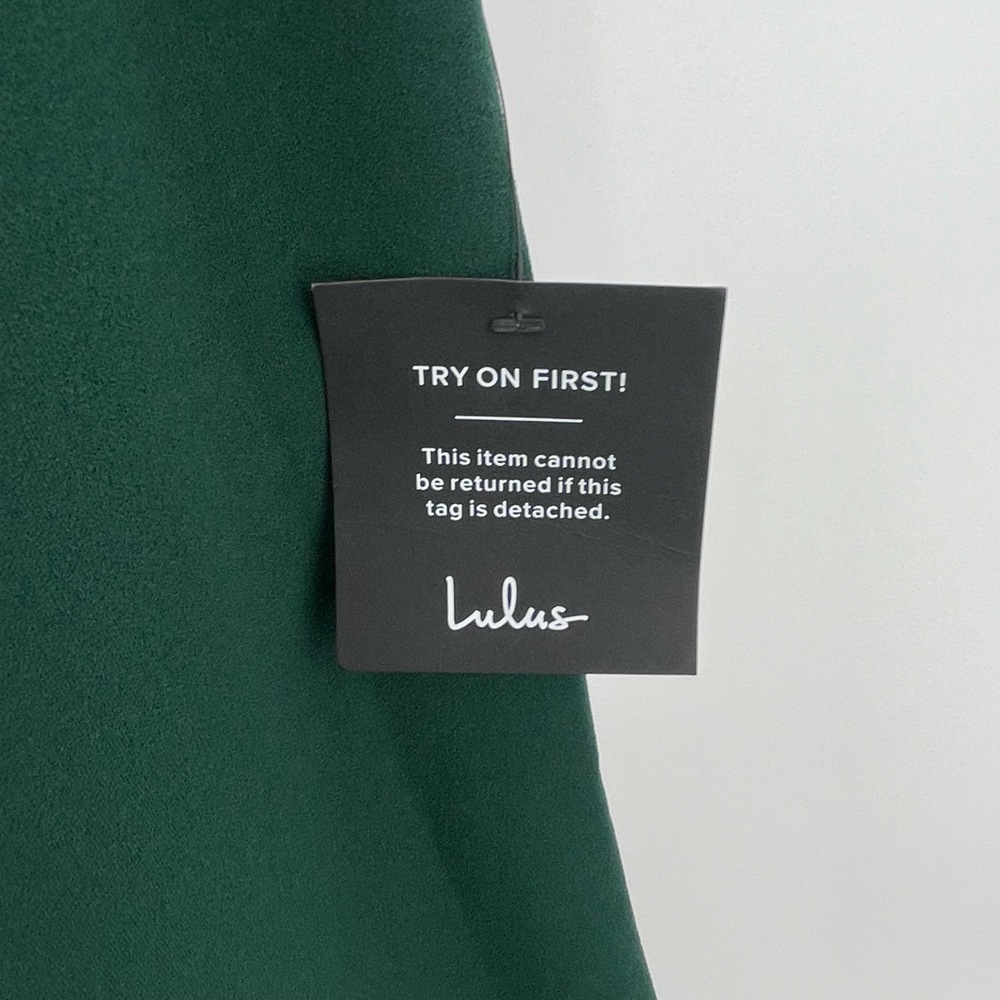 Lulus Hunter Green V-Neck Cross Back A-Line Open Back Skater Mini Dress XS - Picture 6 of 14